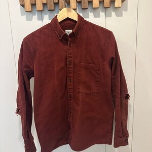 Zara Men's Button-Down Shirt in Rust Red